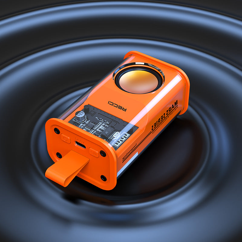 Recci RSK-W30 Mars Serisi Hi-Fi RGB Işıklı Wireless Bluetooth 5.3 Speaker Hoparlör 500mAh Turuncu