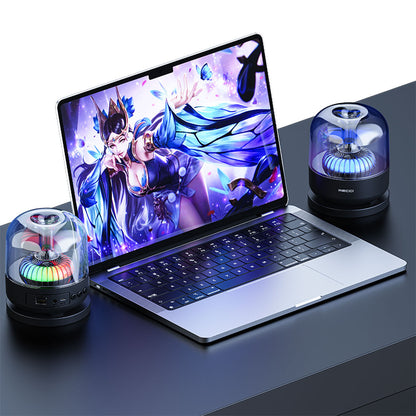 Recci RSK-W31 Amber Serisi FM/TF/AUX Hi-Fi RGB Işıklı Wireless Bluetooth 5.0 Speaker Hoparlör 5W 500mAh Siyah