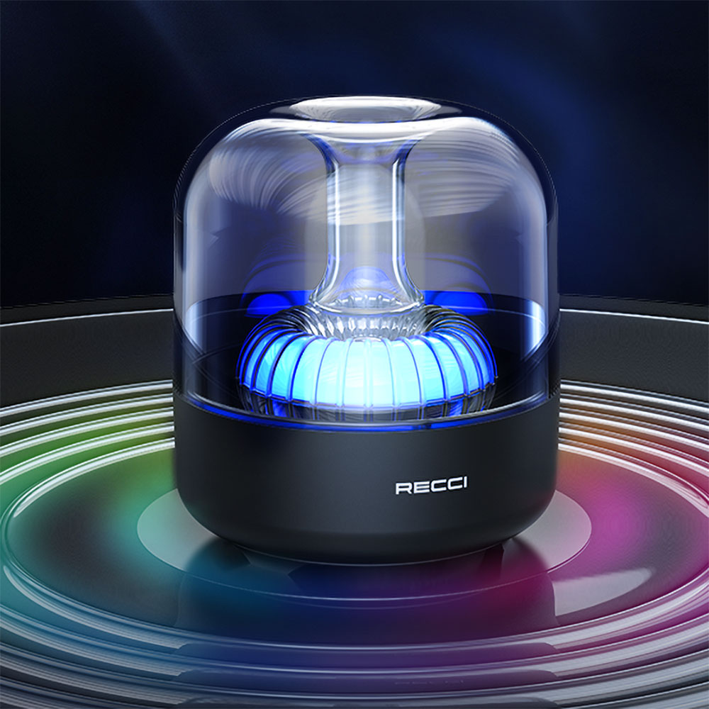 Recci RSK-W31 Amber Serisi FM/TF/AUX Hi-Fi RGB Işıklı Wireless Bluetooth 5.0 Speaker Hoparlör 5W 500mAh Siyah