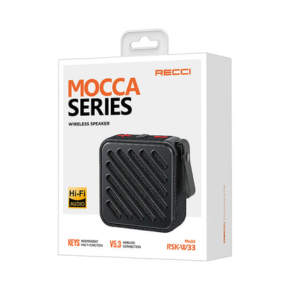 Recci RSK-W33 Mocca Serisi TF/AUX/USB Askılı Akıllı Wireless Bluetooth 5.3 Speaker Hoparlör Mavi