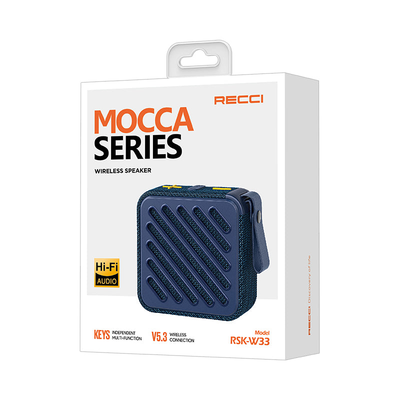 Recci RSK-W33 Mocca Serisi TF/AUX/USB Askılı Akıllı Wireless Bluetooth 5.3 Speaker Hoparlör Siyah