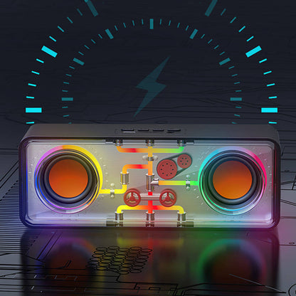 Recci RSK-W38 Space Station Serisi RGB Led Işıklı Bluetooth Hoparlör FM Radio Özellikli Beyaz