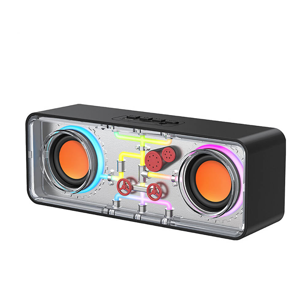 Recci RSK-W38 Space Station Serisi RGB Led Işıklı Bluetooth Hoparlör FM Radio Özellikli Siyah