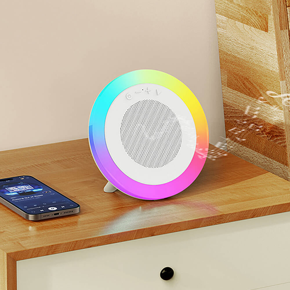 Recci RSK-W42 Moonlight Serisi RGB Işıklı Kablosuz Bluetooth v5.3 Hoparlör Beyaz