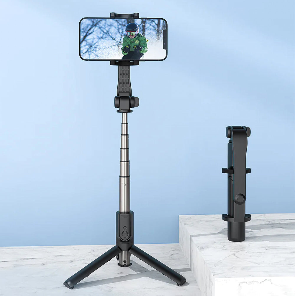 Recci RSS-W02 Bluetooth 5.0 Uzaktan Kumandalı Çok Fonksiyonlu Selfie Çubuğu Siyah