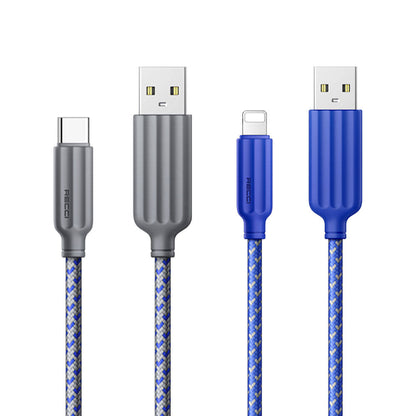 Recci RTC-N23C 3A Hızlı Şarj Özellikli Type-C to USB-A Kablo 1M Mavi