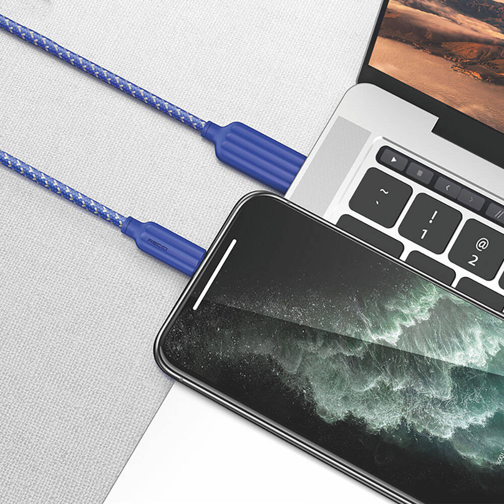 Recci RTC-N23M 2.4A Hızlı Şarj Özellikli Micro to USB-A Kablo 1M Gri