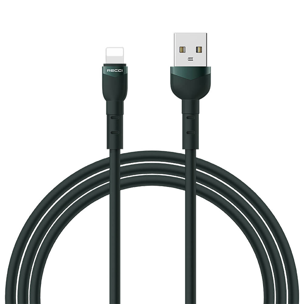 Recci RTC-N35L Hızlı Şarj Özellikli 100cm Lightning to USB-A Kablo Yeşil