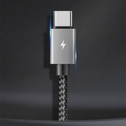 Recci RTC-P08CC Type-C to Type-C PD 100W 5A Hızlı Şarj Naylon Örgü Tasarım Şarj ve Data Kablosu 1.5M Siyah