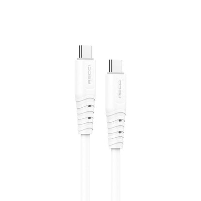 Recci RTC-P09CC Silicone Serisi 65W Hızlı Şarj Özellikli Type-C To Type-C PD Kablo 1.5M Beyaz