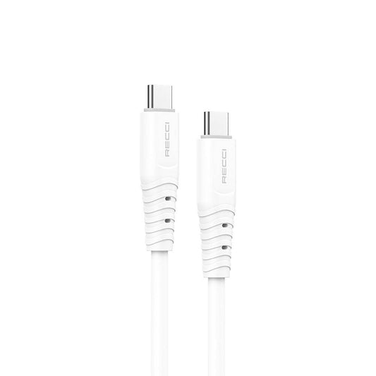 Recci RTC-P09CC Silicone Serisi 65W Hızlı Şarj Özellikli Type-C To Type-C PD Kablo 1.5M Beyaz