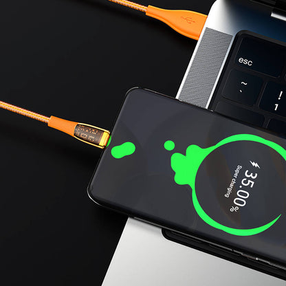 Recci RTC-P19CC Amber Serisi Type-C to Type-C PD 100W Şeffaf Tasarım Şarj ve Data Kablosu 1.5M Turuncu