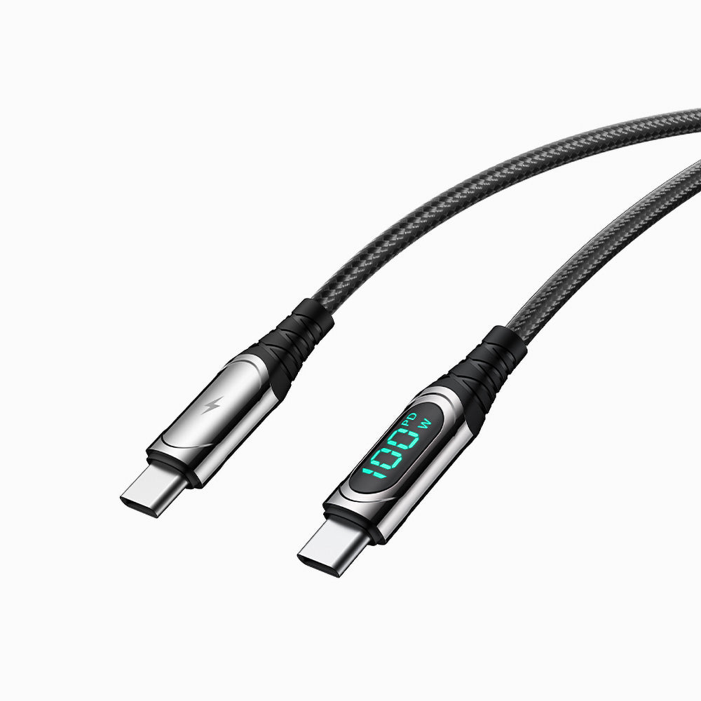 Recci RTC-P21CCPD Ghost Serisi 100W Hızlı Şarj Özellikli Type-C To Type-C PD Kablo 1.2M Siyah