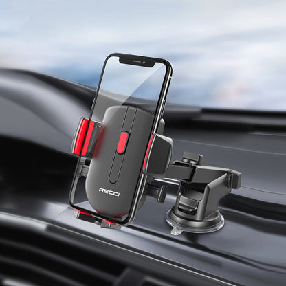 Recci RZ02 Otomatik Mekanizmalı Uzatılabilir Teleskopik Vantuzlu Tasarım Araç Telefon Tutucu Siyah