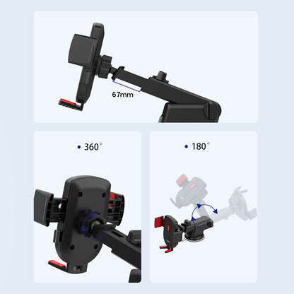 Recci RZ02 Otomatik Mekanizmalı Uzatılabilir Teleskopik Vantuzlu Tasarım Araç Telefon Tutucu Siyah