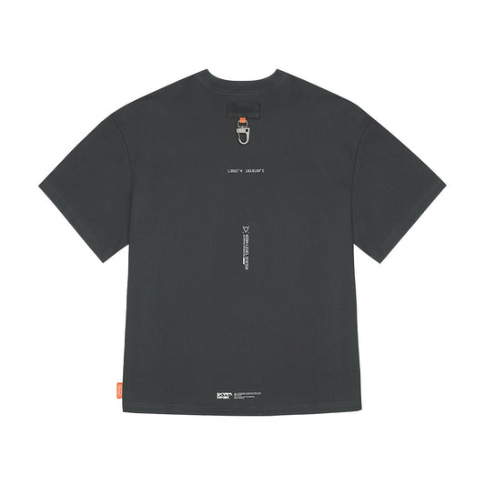 Skinarma Glitch Kısa Kollu Oversize Unisex Bisiklet Yaka Gri Tişört