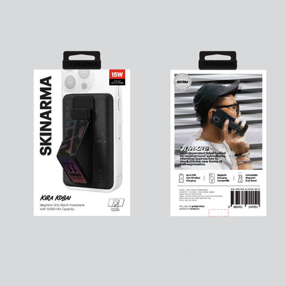 SkinArma Kira Kobai Holografik Tasarımlı Standlı Wireless ve PD Hızlı Şarj Özellikli Powerbank 15W 10000mAh Siyah