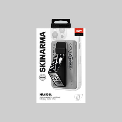 SkinArma Kira Kobai Holografik Tasarımlı Standlı Wireless ve PD Hızlı Şarj Özellikli Powerbank 15W 10000mAh Siyah