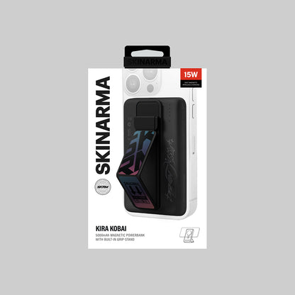 SkinArma Kira Kobai Holografik Tasarımlı Standlı Wireless ve PD Hızlı Şarj Özellikli Powerbank 15W 5000mAh Siyah
