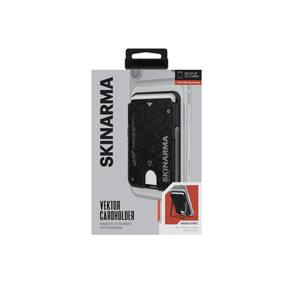 Skinarma Metal Tasarımlı 2 Hazneli Vektor Serisi Magnetik Standlı Kartlık Siyah