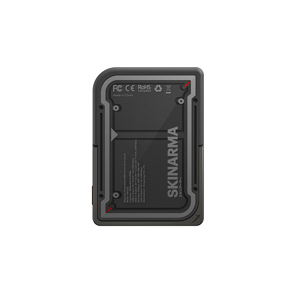 Skinarma Nexus Mecha Kablosuz ve PD Hızlı Şarj Özellikli Metal Standlı Taşınabilir Powerbank 20W 5000mAh Siyah