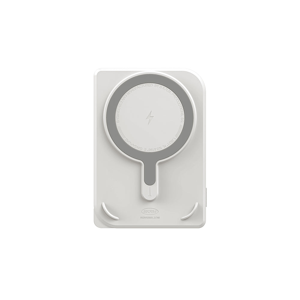 Skinarma Nexus Mecha Kablosuz ve PD Hızlı Şarj Özellikli Metal Standlı Taşınabilir Powerbank 20W 5000mAh Açık Gri