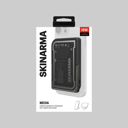 Skinarma Nexus Mecha Kablosuz ve PD Hızlı Şarj Özellikli Metal Standlı Taşınabilir Powerbank 20W 5000mAh Siyah