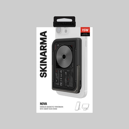 Skinarma Nexus Nova Kablosuz ve PD Hızlı Şarj Özellikli Standlı Taşınabilir Powerbank 20W 5000mAh Açık Gri