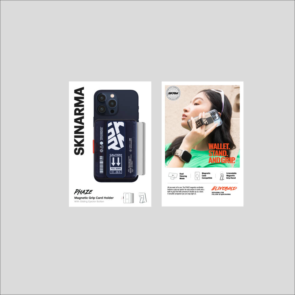 SkinArma Phaze Buton Tasarımlı 2 Hazneli Magnetik Standlı Kartlık Kırmızı