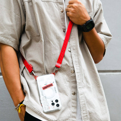 SkinArma Scout Serisi Logolu Telefon Boyun Askı Kayışı Kırmızı