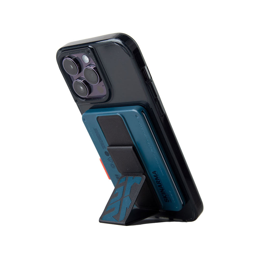 SkinArma Spunk Serisi Standlı PU Deri Kartlık Mavi