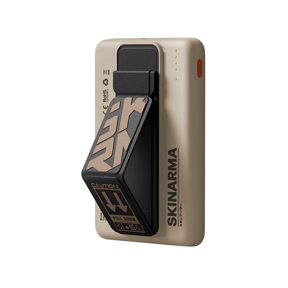 SkinArma Spunk Taşınabilir Wireless Şarj ve PD Hızlı Şarj Özellikli Powerbank 15W 5000mAh Krem