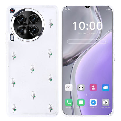 Tecno Camon 30 Kılıf Airbag Tasarımlı Simli Şeffaf Zore Kutup Kapak