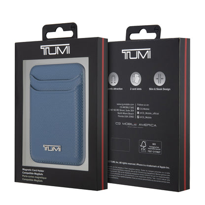 Tumi Orjinal Lisanslı 2 Hazneli Metal Logolu Deri Magnetik Kartlık Mavi