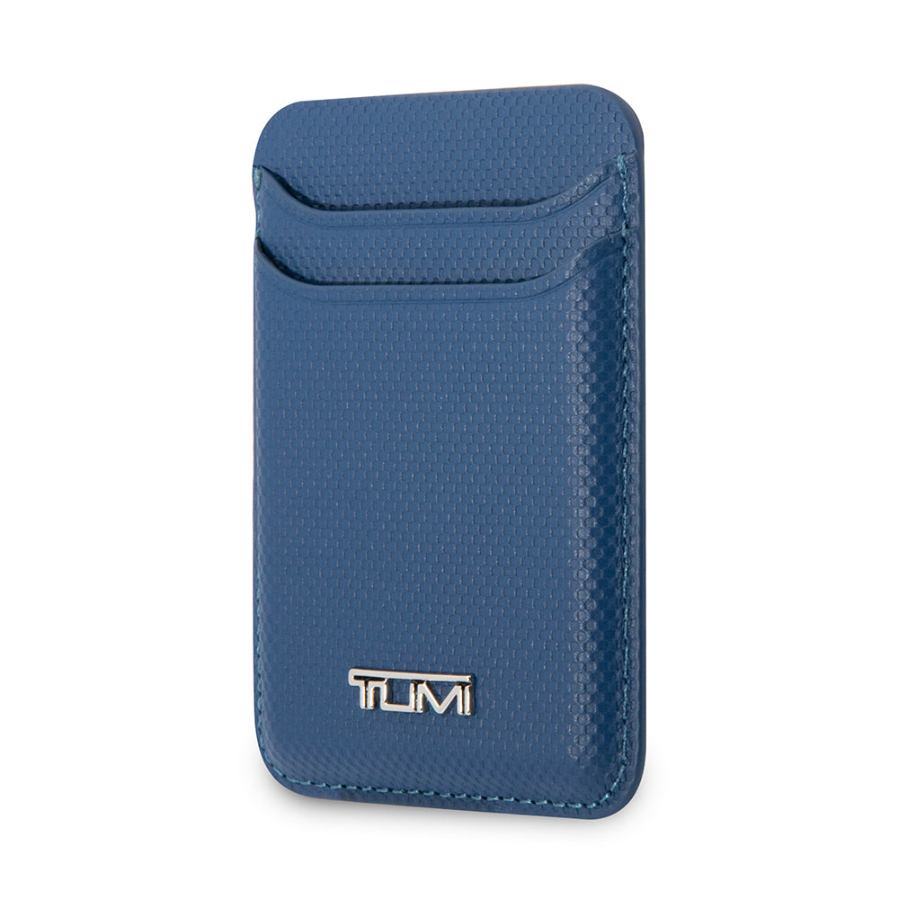 Tumi Orjinal Lisanslı 2 Hazneli Metal Logolu Deri Magnetik Kartlık Mavi