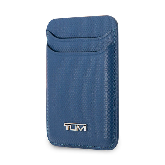 Tumi Orjinal Lisanslı 2 Hazneli Metal Logolu Deri Magnetik Kartlık Mavi