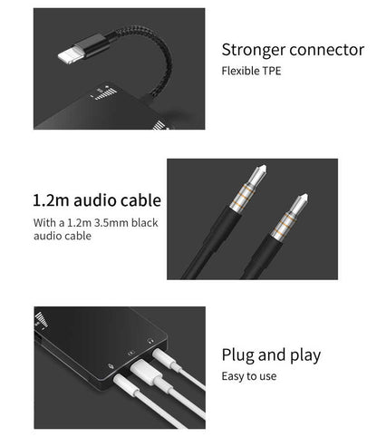 Wiwu 3 in 1 Live Broadcast Lightning Ses Adaptörü Siyah