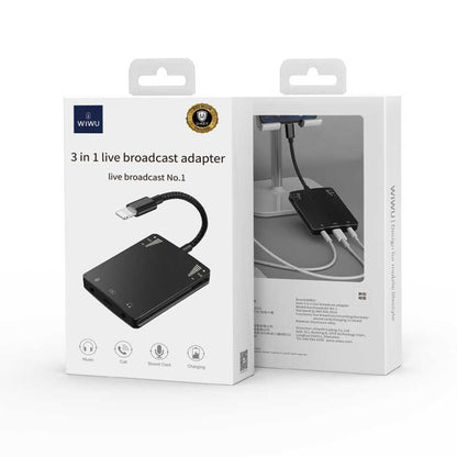 Wiwu 3 in 1 Live Broadcast Lightning Ses Adaptörü Siyah