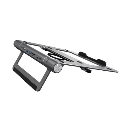 Wiwu A821CH 8in1 Hub Bağlantı İstasyonlu Notebook Laptop Standı PD3.0/USB3.0/RJ45 (1000Mbps)/SD/TF/HDMI (4K@30Hz) Gri