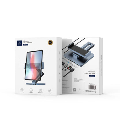 Wiwu AH801 8in1 HDMI (4K@60Hz) Girişli Type-C Hub Bağlantı İstasyonlu Ayarlanabilir Tablet Standı Gri