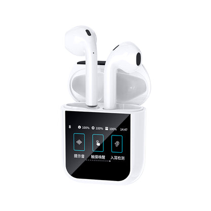 Wiwu Airbuds T24 Dokunmatik LCD Ekranlı TWS Bluetooth Kulaklık v5.4 Beyaz
