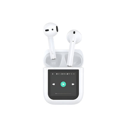 Wiwu Airbuds T24 Dokunmatik LCD Ekranlı TWS Bluetooth Kulaklık v5.4 Beyaz