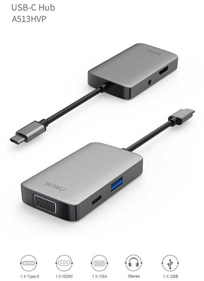 Wiwu Alpha 513HVP Type-C VGA Adaptörü Gri