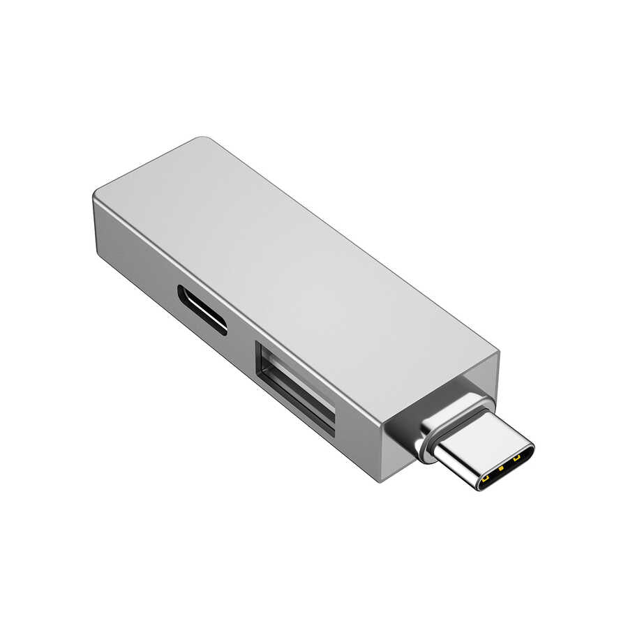 Wiwu Alpha T02 Pro 3 in 1 Type-C Hub PD Portlu Usb Çoğaltıcı Gri