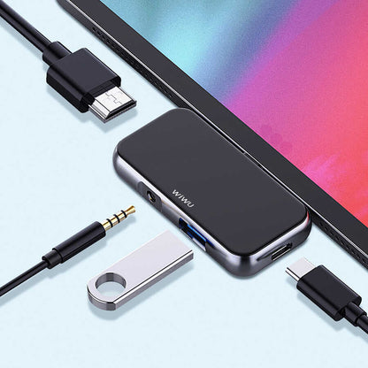 Wiwu Alpha T5 Pro 4 in 1 Type-C Hub Siyah