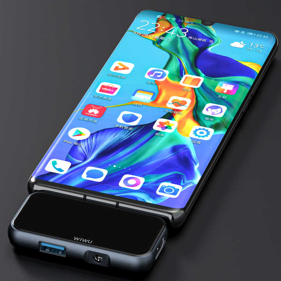 Wiwu Alpha T5 Pro 4 in 1 Type-C Hub Siyah