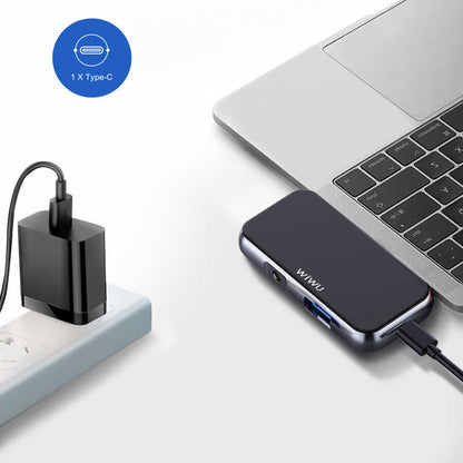 Wiwu Alpha T5 Pro 4 in 1 Type-C Hub Siyah