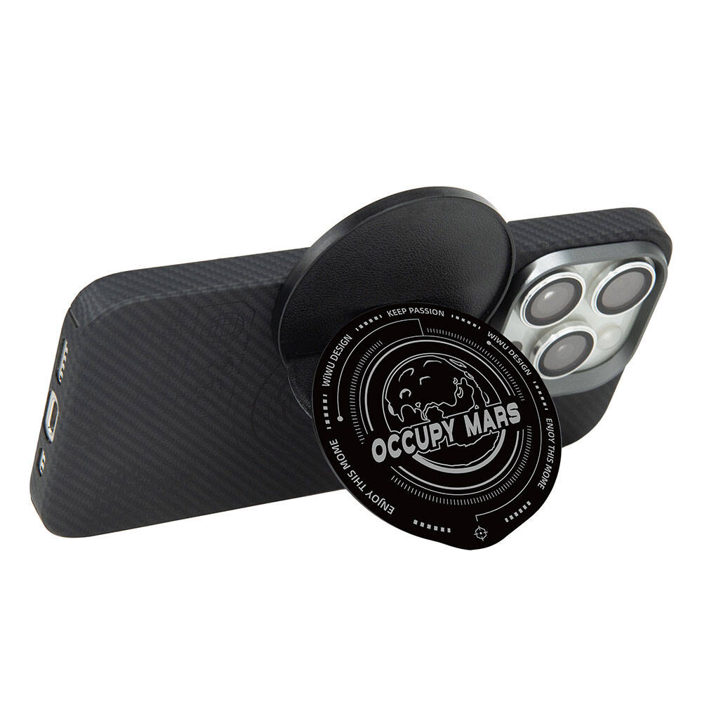 Wiwu B1 Magnetik Özellikli Occupy Mars Tasarımlı Parmak Ring Stand Siyah