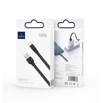 Wiwu Bravo Wİ-C003 Yassı Tasarım Type-C Usb Kablo 1M Siyah