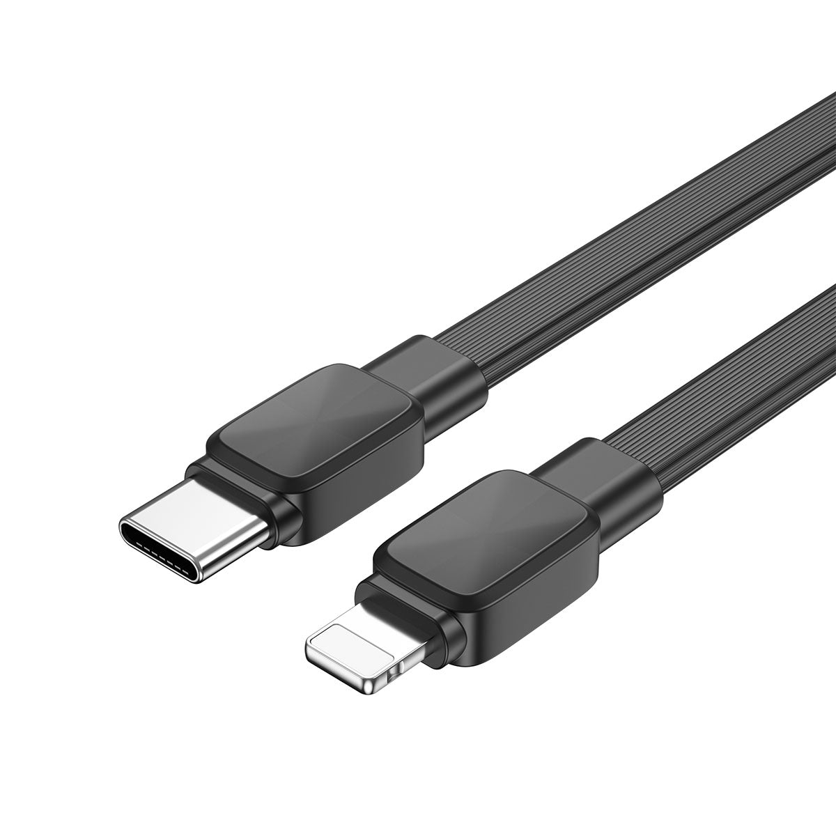 Wiwu Bravo Wİ-C004 Yassı Tasarım 20W Hızlı Şarj Özellikli Type-C to Lightning PD Kablo 1M Siyah